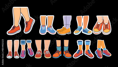 vector illustration of feet and a pair of shoes