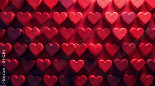 Wallpaper Mural A Romantic Arrangement of Numerous Crimson Hearts on a Deep Red Background, Representing Love and Affection Torontodigital.ca