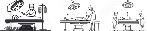 Operation room icon bold line surgery table lights medical hospital illustration
