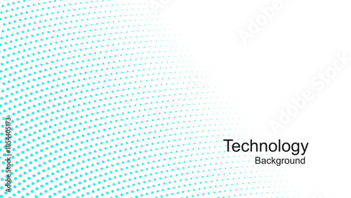 Fading Cyan Halftone Dot Pattern on White Background for Abstract Technology Design, Vector Illustration