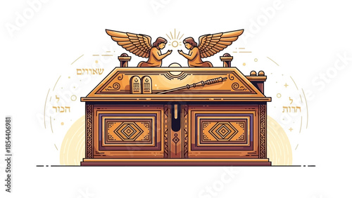 Golden Ark of the Covenant with angels on top