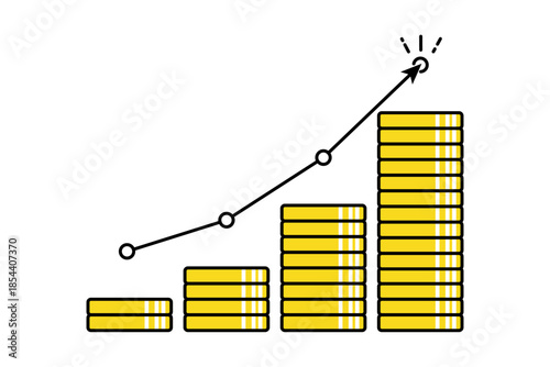 お金が加速度的に増える状況をイメージしたイラスト