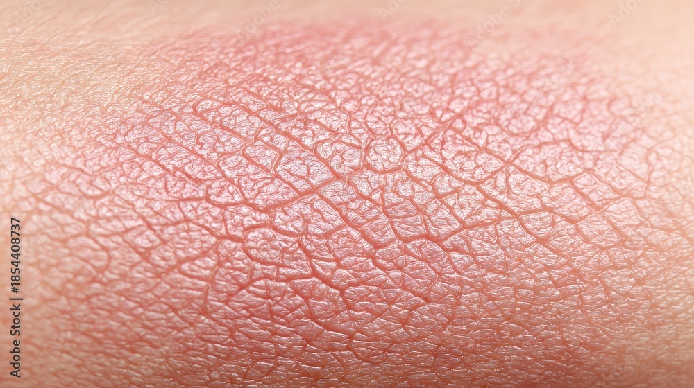 Fototapeta premium Close-up of textured skin showing fine lines and cracks, highlighting dryness or aging in a detailed manner.