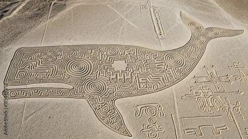 Ancient Mysteries: Nazca Lines Whale Geoglyph in the Peruvian Desert, A Journey Through Time
