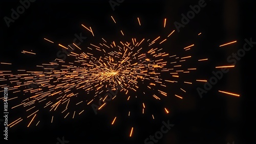 Dramatic orange sparks fly against a dark industrial background, capturing the energy of metalworking.