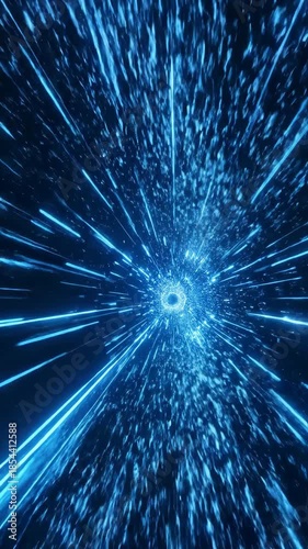 Abstract Blue Light Tunnel Streaks Effect With Sparkles and Glow Effect