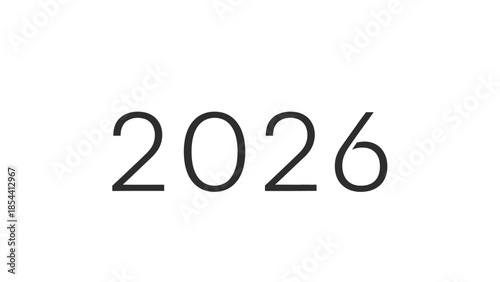 Minimalist clean graphic design of the year 2026 in bold black font