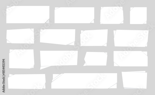 Folded Paper Banner Set. Blank Ribbon Labels and Corner Note Templates