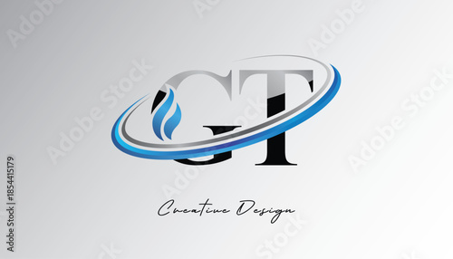 Tableau sur toile GT Flame Swoosh Monogram Logo – Energy, Tech & Futuristic Branding