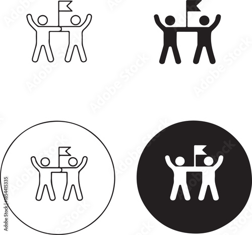 Celebrating teamwork and success with flag icons isolated on white background