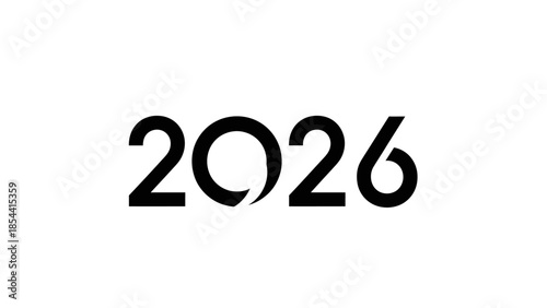 Modern minimalist black 2026 number text on white background elegant design