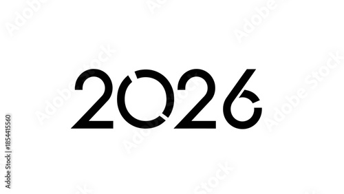 Modern minimalist typographic design of the year 2026 in bold black digits