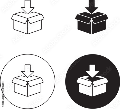 Download box icon set in different style isolated on white background