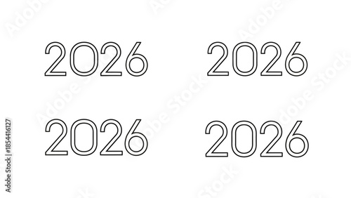 Multiple Instances of the Year 2026 Displayed in a Clean White Background
