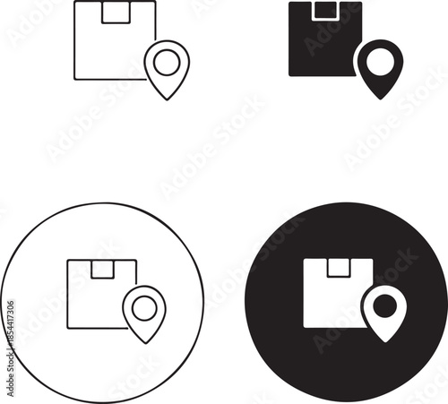 Package delivery location icons set isolated on white background