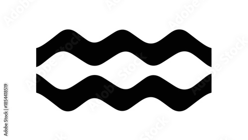 Simple Black And White Aquarius Zodiac Symbol Representing Water Waves