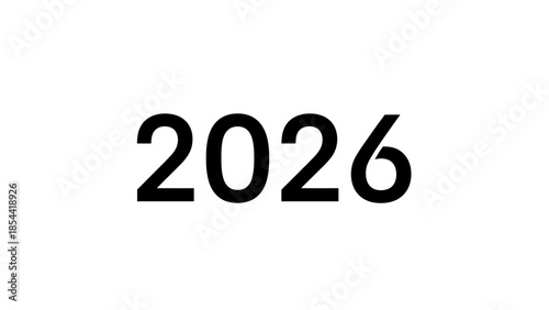 Simple bold black number 2026 on a white background for year representation