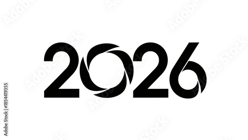 Sleek black 2026 numbers on a white background a minimalist design