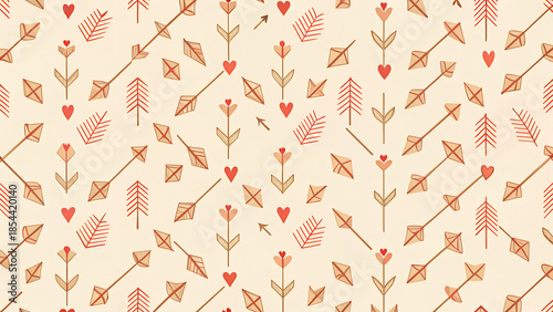 Seamless pattern with cute arrows and hearts perfect for romantic and festive occasions