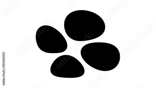 Stylized black paw print graphic on a clean white background abstract representation