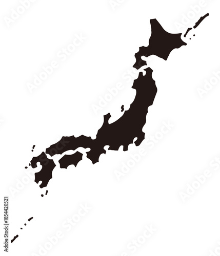 Japan Map Silhouette Vector Illustration of Japanese Archipelago