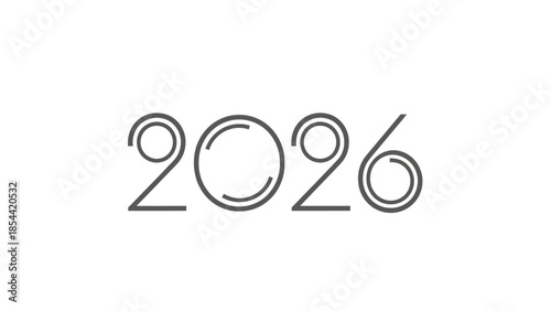 Stylized graphic design featuring the year 2026 in a modern minimalist font