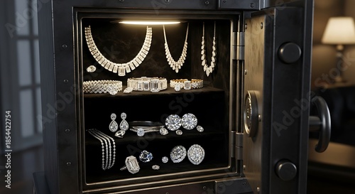 Luxury Jewelry Display in Safe Box.