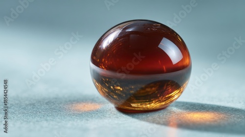 Amber sphere object closeup