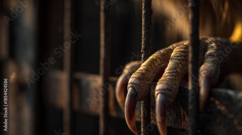 Animal claws behind bars