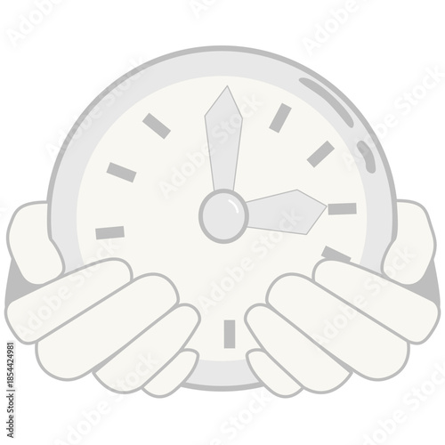 Clock Held by two Hands Illustration