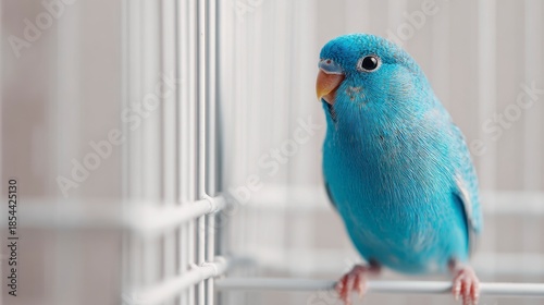 Blue parakeet in cage