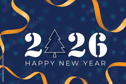 Happy New Year 2026 Celebration background, banner, greeting card holiday season with warm wishes