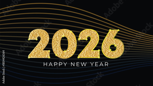 Happy New Year 2026 Celebrating Abstract Shiny Gold Glitter text, New year background
