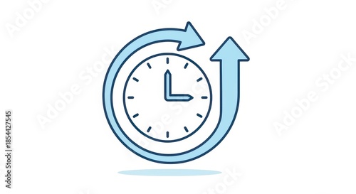 Aesthetic cyclical blue clock illustration depicting efficiency and time management processes