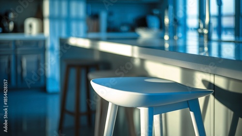 Empty white bar stool in modern kitchen