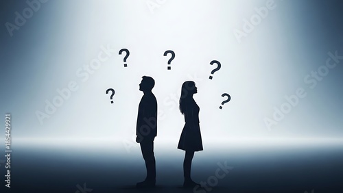 Couple standing in questioning relationship.