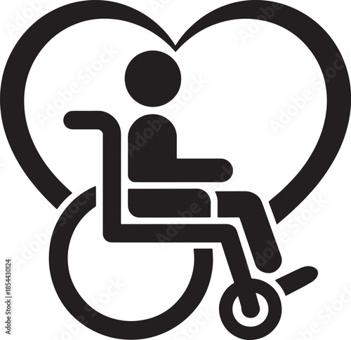 Disability care with heart vector symbol depicting inclusive services and support
