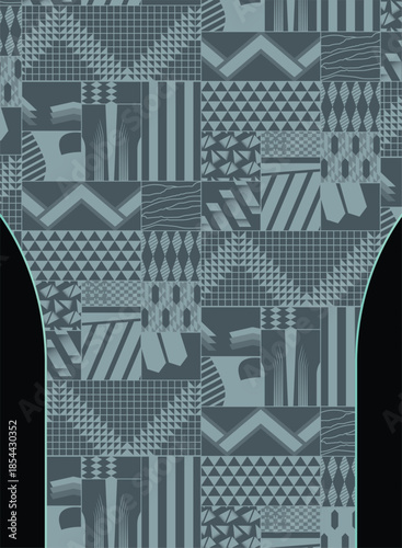 Abstract Teal Geometric Patchwork Sports Pattern