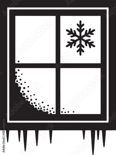 black and white window with snowflake clip art preview