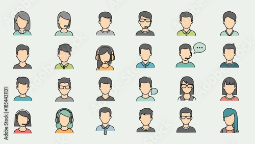 Collection of diverse user profile icons representing people.