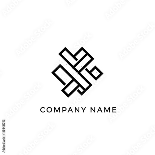 Abstract geometric intertwined lines logo design concept.