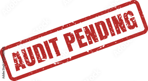 A textured red rubber stamp displaying the important message AUDIT PENDING on a clean white background