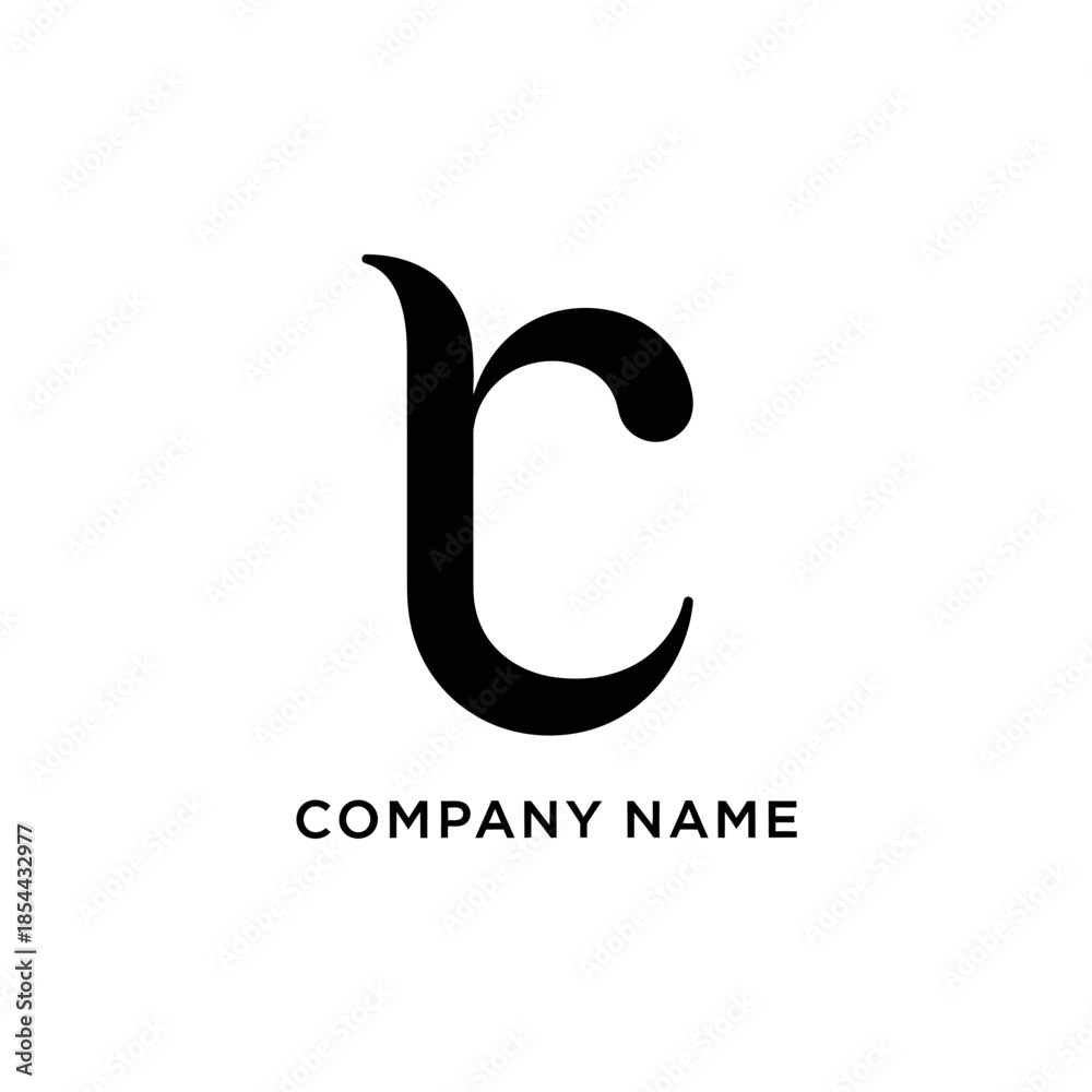 Fototapeta premium Elegant black stylized letter R or TC logo design concept.