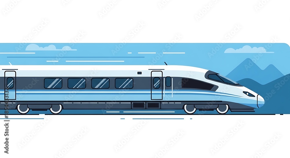 Fototapeta premium Modern High Speed Train in Mountain Landscape.