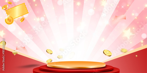 Empty display stands and promotional illustrations. Flash sale, big sale. Beautiful abstract floral layout. Suitable for posters and banners displaying products.