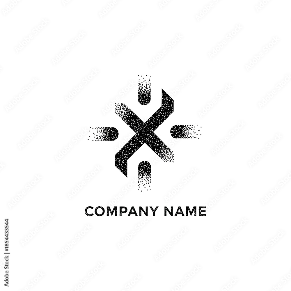 Obraz premium Modern abstract geometric logo with distressed texture and minimalist design.
