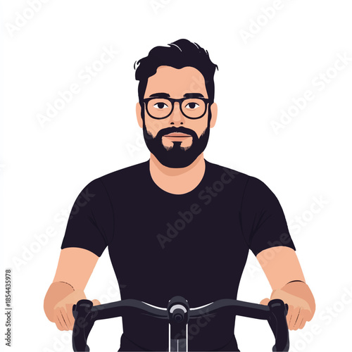 Man on bicycle focused active lifestyle healthy enjoying ride sporty