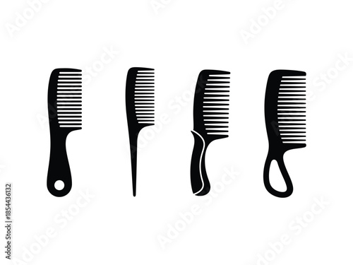 Four different types of combs for hair styling