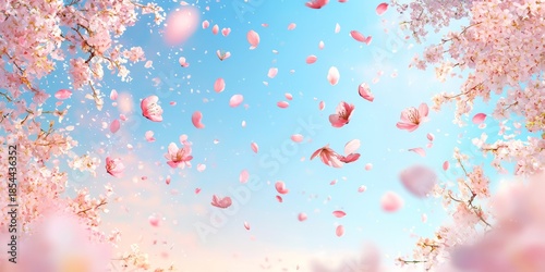 Tranquility of blossoms drifting through the air.