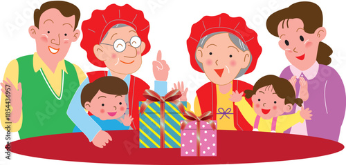 還暦を祝う家族
